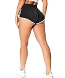 RIOJOY Damen Booty Shorts Scrunch Butt Kurze Leggings Sexy Figurformend Sportshorts Radlerhose Hotpants, Schwarz S