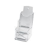 SIGEL LH133 Tisch-Prospekthalter DIN lang-A6 aus Acryl mit 3 Fächern, transparent - Prospektständer