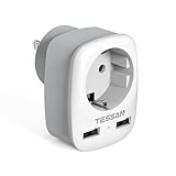 TESSAN Reiseadapter USA, Adapter USA Deutschland Stecker mit 2 USB, Steckdosenadapter Reisestecker Mexiko, Stromadapter US, Adaptor Steckdose für Amerika Kanada Thailand Mexiko, Adapter Typ B