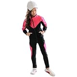 SXSHUN Mädchen Trainingsanzug Kinder Jogginganzug Sportanzug Zweiteiliges Bekleidungsset Freizeit Anzug Sportjacke&Sweathose, Rosa, 134-140