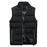 YOUTHUP Weste Herren Steppweste Winter Freizeit Wärme Ärmellose Sportweste Outdoor Stehkragen Winterweste, Schwarz LHB-01, L