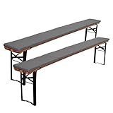 EBETA Bierbankauflage Sitzauflage Boden Rutschfester Bankauflagen Bierbank-Auflage wasserabweisend Mit Schnalle 220x25x3 cm (Anthrazit, 2 Stück)