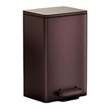 ZZlei2yu-12 Mülleimer Mülleimer mit Deckel, Mülleimer aus Edelstahl mit Fußpedal, Soft-Close-Tretmülleimer mit Inneneimer for das Home Office Commercial Abfallsammler(Wine Red,15L)