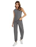 Totatuit Damen Tracksuit Rundhalsausschnitt Einfarbig Zweiteiler Hausanzug Loungewear Outfit Jogger Trainingsanzug Set