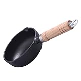 SAFIGLE Mini Bratpfanne Gusseisen mit Holzgriff Kleiner Butter schmelztopf und Milchwärmer Vielseitiger Kleiner Topf zum Braten Schmelzen und Erhitzen von Öl für Eier und Desserts