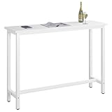 WOLTU BT30ws 1x Bartisch Bistrotisch Stehtisch Esstisch, Metallgestell, Tischplatte aus MDF, Weiß, 140x40x100cm(BxTxH)