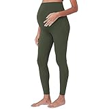 Générique Schwangerschaftsleggings, Damen, 2025, hohe Taille, Umstandsleggings mit Taschen, blickdicht, Schwangerschaftskleidung, grün, X-Large