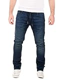 WOTEGA Noah - Baumwoll Jeans Jogginghose - Herren Sweathose In Jeansoptik - Männer Jeanshose, Blau (Dress Blues 3R4024), W36/L34