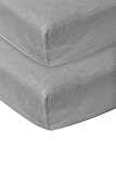 Meyco Baby Uni fitted sheets 2-pack for the side bed (soft jersey quality sheets, made from 100% cotton, perfect fit thanks to all-round elastic band, breathable, dimensions: 50/90 cm), grey
