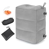 RISEPRO Aufblasbares Reise-Fußstützenkissen, verstellbare 3-lagige Höhe, Beinstützenkissen, Kinderflugzeugbett, Flugzeug, Züge, Autos, Büro, Zuhause (grau, 1 Stück)