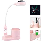 Hacevida Schreibtischlampe Kinder Jungen/Mädchen, Nachttischlampe mit Stifthalter, LED Tischlampe mit Automatischem Farbwechsel, Dimmbare Wiederaufladbare LED-Leselampe für Kinder (Rosa)