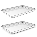 Homikit Backblech 2er Set, Klein Edelstahl Kuchenblech Backofenblech, Rechteckige Ofenblech Fettpfanne für Backen/Braten/Servieren, 26,5 x 20,5 x 2,5 cm, Gesund, Spülmaschinenfest