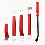 Xzenuo Auto Demontage Werkzeuge Set, 5 Teile Metall Hebelwerkzeug + Zierleistenkeile Automotive Reparatur Set, Kfz Trim Tool Kit Universal für Entfernung Autotür Türverkleidung und Platten, Rot