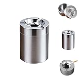 360°-Drehverschluss-Aschenbecher aus Edelstahl, Automobil-Aschenbecher, winddichter geruchsdicht und mit Zigarettenspitze für Innen- und Außenbereich, Auto, Zuhause und Büro (B)