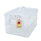 INTIRILIFE Transportbox Behälter für Kuchen und Cupcakes 2 Etagen aus Kunststoff in Weiß - 36.1 x 26.1 x 21.2 cm - Transportbehälter für Muffins Kuchenbox