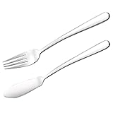 WATIIFUFU 2 Teiliges Fischbesteck Set Aus Edelstahl Fischmesser Und Fischgabel Für Western Dinnerware Ideal Für Zuhause Und Restaurants Spülmaschinenfest Und Langlebig