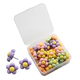 ABOOFAN 30 Stück Teiliges Bunte Blüten pushpins aus Metall und Kunststoff Praktische Ersatz reißzwecken für Pinnwand Leicht Kompakt Dekorative DIY Zubehör für Karten Korkplatten und
