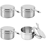 TOKSEO 4 Stück Brennpastenbehälter mit Deckel, Brennpaste für Warmhaltebehälter, Edelstahl Speisewärmer, Fondue Brenner, Spiritusbrenner für Grillen im Freien