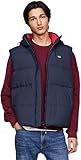 Tommy Jeans Herren Weste Essential Down Vest mit Kapuze, Blau (Dark Night Navy), XL