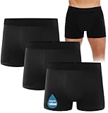 FORVEVO 3 Paar Inkontinenz Pants Männer Baumwolle,Herren-Boxershorts für Inkontinenz slip mit 100 ml,Waschbar Windelhosen,Wiederverwendbar Unterhosen,Auslaufsichere Unterwäsche Herren Schwarz L