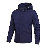 ZHOUXYFDC Wasserdichte Jacke Herren Wasserdichte Regenjacke for Herren, leicht, mit Außenkapuze, Outdoor-Regenmantel, winddicht, for Wandern, Klettern, Outdoor-Jacken(Blue,4XL 85-95kg)
