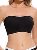 HBselect Damen Bandeau BH ohne Bügel Gepolsterter Bralette Bügelloser T-Shirt BHS Tube Top BH für Frauen Mädchen L Schwarz