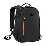 K&F Concept Fotorucksack wasserdicht Kameratasche Kamerarucksack mit Laptopfach kompatibel für Canon Sony Nikon Olympus DSLR Kamera, Objektiv Zubehör,Kleine und leichte Version (schwarz+orange)