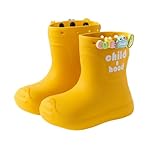 Hixingo Gummistiefel Kinder Unisex Rutschfest, Regenstiefel Regenschuhe Jungen Leicht, Gummistiefel Mädchen, Halbhohe Regenstiefel Wasserdicht (Gelb,19)