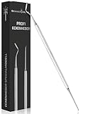 Schwertkrone Eckenheber gerade und gebogen, Spezialmodell, Excavator Doppelsonde mit angeschliffenen Enden, sterilisierbar, rostfreier Edelstahl 17 cm