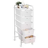 IDIMEX Badregal Rollwagen Rollcontainer GINA, mit 5 transparenten Schubladen und Metallgestell in weiß