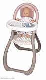 Smoby - Baby Nurse Puppenhochstuhl – Puppenstuhl mit Teller und Löffel, Puppen-Zubehör für Puppen bis 42 cm, für Kinder ab 18 Monaten