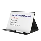 Fangxuee Tragbares Kleines Whiteboard, Wiederverwendbares Mini-Magnet-Whiteboard mit Trocken Abwischbarem Marker-Tuch, Magnetisches Whiteboard, Schwarz