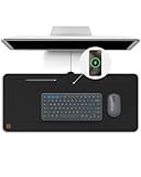ZAGG Mauspad, Schreibtischunterlage mit kabellosem Laden für alle Geräte – 10 W Schnellladung, integrierter USB-C, Premium-Filz-Oberseite, rutschfeste Unterseite, Büro-Organizer, Schwarz