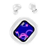 Mini-Bohnen-Headset mit LCD-Vollfarbbildschirm, ANC, aktive Rauschunterdrückung, Akku-Headset, Lebensdauer, In-Ear-In-Ear-Langkarten-Generation, 2024, iPods, Laufkabel, weiß, Bluetooth, Workout,