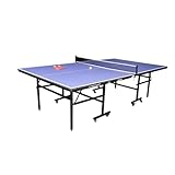 TechFit Table de Ping-Pong d'Intérieur Pliable – Dimensions 274x152,5 cm, Blat 3tec MDF Premium, Système Pliage SMS, Filet Inclus, 4 Roues Pivotantes, Blue