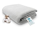 ZOLLNER Kuscheldecke flauschig in 150x200 cm - weiche und langlebige Sofadecke in hellgrau - waschbar bis 40°C - Mischgewebe - mit elegantem Einfassband - Hotelqualität - Oeko Tex® Zertifiziert