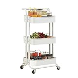 SOBOLON Küchenaufbewahrung, Küchenregal, Wohnzimmer, Badezimmer, Büro, Gadgets, Edelstahlregal, Trolley, Lebensmittelbehälter, Aufbewahrungsregal, Schrankregale, Organizer (weiß)