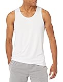 Amazon Essentials Herren Leichtes, Schnelltrocknendes Gym-Tanktop Aus Funktionsstretch, Weiß, L
