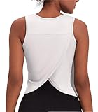 Weardear Damen Sporttop Yoga Tank Top Open Back Gym Shirt Fitness Tanktop Running Training Yoga Tops für Damen Weiß S