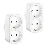 2-Fach Steckdosenadapter mit Berührungsschutz, Weiß