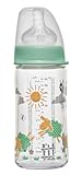 NIP Weithalsflasche mit Anti-Kolik Sauger: Baby Trinkflasche mit ACTIFLEX- System, Made in Germany, BPA-Frei, Glass, Einheitsgröße, Saugloch M-mittlerer Trinkfluss, 240 ml, Boy