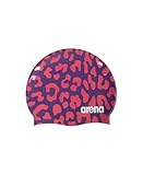 Arena Print 2 Unisex-Silikon-Badekappe für Erwachsene, Frauen und Männer, intensives Training, komfortabel, rutschfest, Langhaar-Bademütze, Violett/Geranie