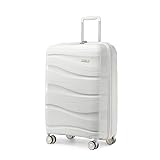 KONO Koffer Trolley 55cm Reisekoffer Leicht Hartschalenkoffer mit TSA Schloss Zwillingsrollen Rollkoffer 4 Rollen (Weiß)