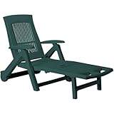 Casaria® Sonnenliege mit Rollen Gartenliege Wetterfest Klappbar 5-Fach Verstellbar Kunststoff 120kg Belastbar 195x72cm Balkon Strandliege Camping Grün