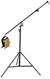 Bresser F001608 Fotostudio Galgenstativ mit Arm BR-BLS210 mit Luftfederungssystem, schwarzer Pulverbeschichtung und Spigot Adapter zur Verwendung von Fotostudiozubehör