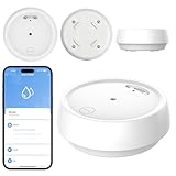 WIOONI Wassermelder WLAN mit Batterie, IP66 Wassersensor, 80dB Wasseralarm Kompatibel mit Tuya/Smart Life App, Wasserwächter für Küchen, Bäder, Keller