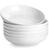 MALACASA, Serie Regular, 6 Teilig Pastateller Suppenteller Cremeweiße Porzellan Salatteller Servierteller, Tiefe Teller für Spaghetti, Große Suppenschüssel für Pasta Suppen Salat Obst, 1250ml