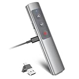 UBUYUONE Presenter [USB C+Metallgehäuse+Wiederaufladbar], kabelloser Präsentationsfernbedienung, Pointer für Präsentationen, Powerpoint Fernbedienung Präsenter für Windows Computer Laptop Mac