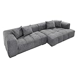 Riess Ambiente Modernes XXL Ecksofa Zero Gravity 305cm grau Webstoff Ottomane rechts Bigsofa Couch, Eckcouch für Wohnzimmer, Polsterecke, L-Form Couch