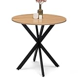 IDMarket - Esstisch, rund, Alix, 4 Personen, Spinnenfuß, Holz und Schwarz, 80 cm